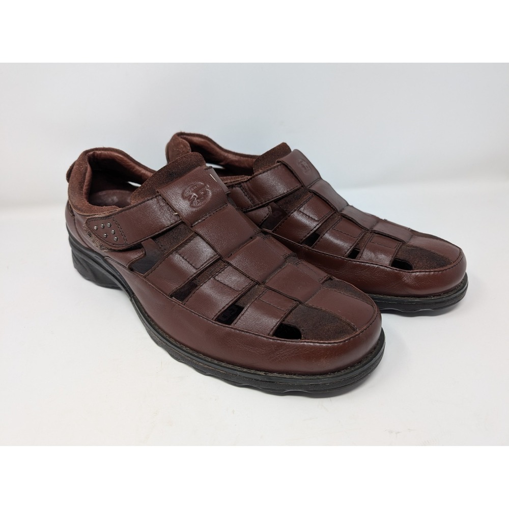 Gravity Defyer Men 11.5 Brown Leather Fisherman Sandals TB581B Shoes VERY NICE!